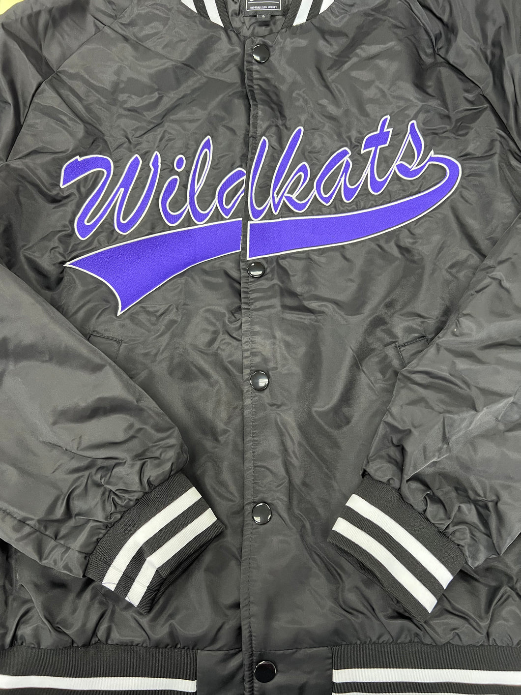 Black vintage jacket with PURPLE embroidered WILDKATS